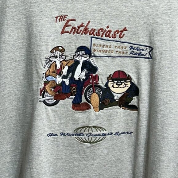 ACME Clothing The Enthusiast Looney Characters Embroidered Vintage Men's Tee XL - Picture 3 of 6